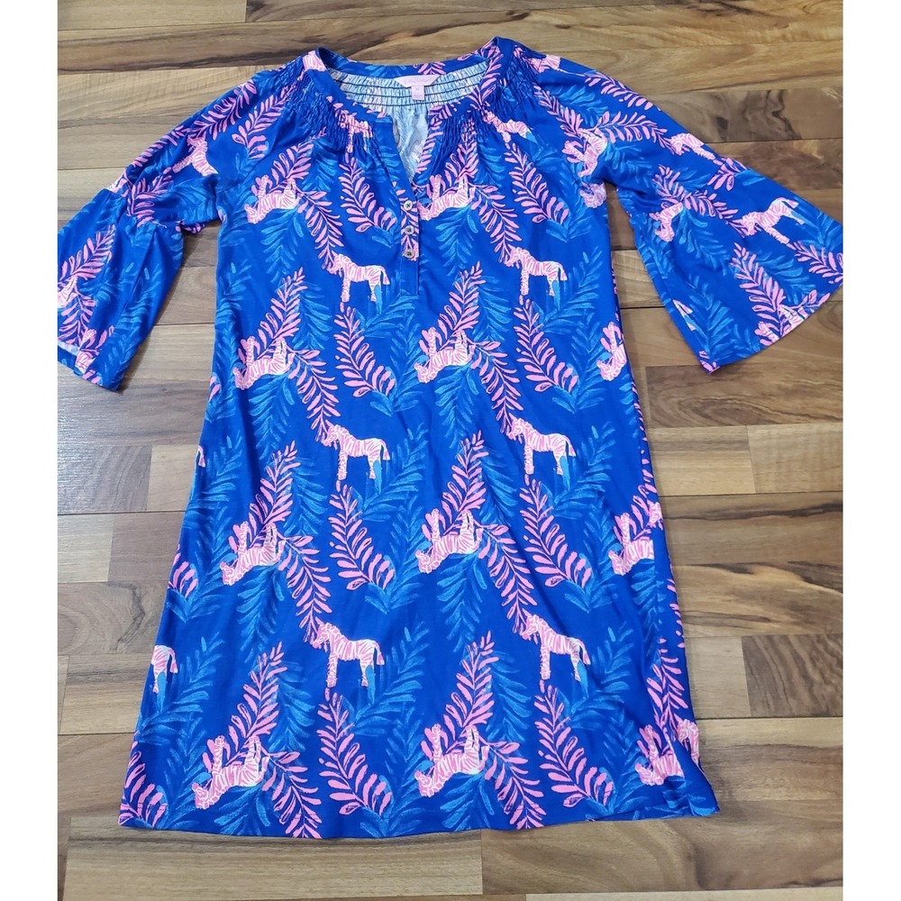 Lilly Pulitzer Teigen Dress Royal Purple Dazzle Pink Zebras Sz XS